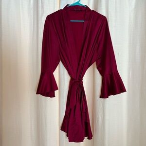 Women's Red Silky Robe